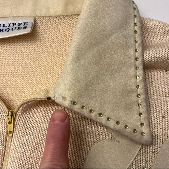 Philippe Marques Vintage Long Sleeve Collared 1/4 Zip Butterfly Sweater Size 16 - Picture 16 of 16